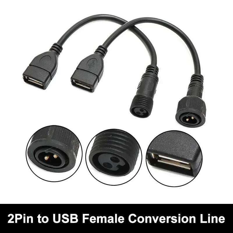 Outdoor Waterproof 2 Pin to USB Female Connector Cable for Solar Light Panel 2 Core Male Female to USB Conversion Wire Adapter PRIME RJ SOLAR PH