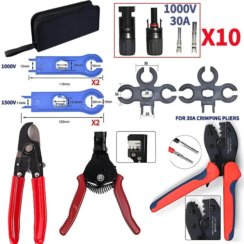 10/20/40/100/200 PCS PV Solar Connector DC 1000V 30A Connector Kit PV/MC Cables 2.5/4/6mm ² Plug For PV Solar Panel Components PRIME RJ SOLAR PH