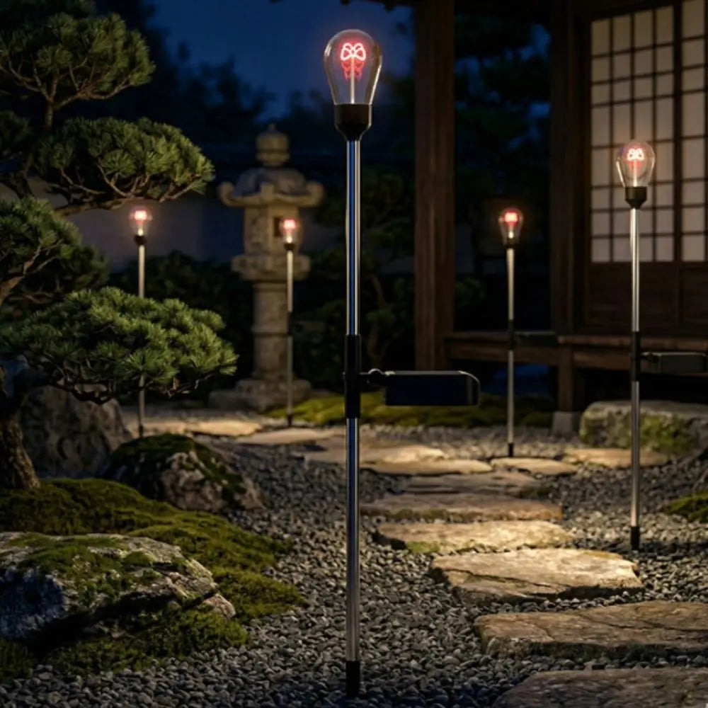 Solar Powered Solar Light Waterproof IP65 Rated Solar Pathway Light 3000K Tungsten Filament Stake Lights Outdoor Garden Light