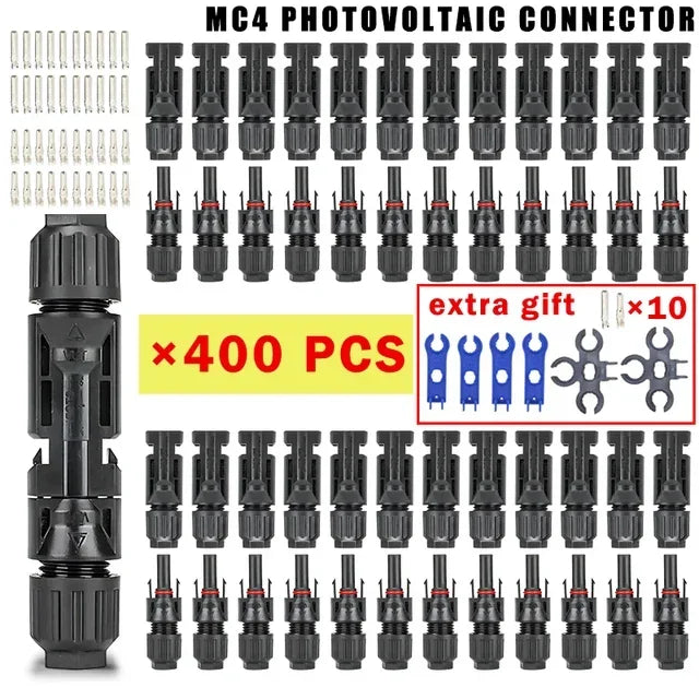 Photovoltaic Solar Connector Kit 1000V 30A 10 20 40 100 200 400 Pcs PV MC Cable 2.5mm2 4mm2 6mm2 Panel Connectors