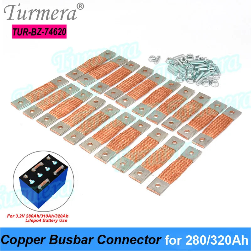 Busbar Lifepo4 Battery Flexible Copper Connecter 2mm Hole to Hole 53 57mm 74mm 400A Use in 12V 280Ah 310Ah 320Ah Lifepo4 Battery