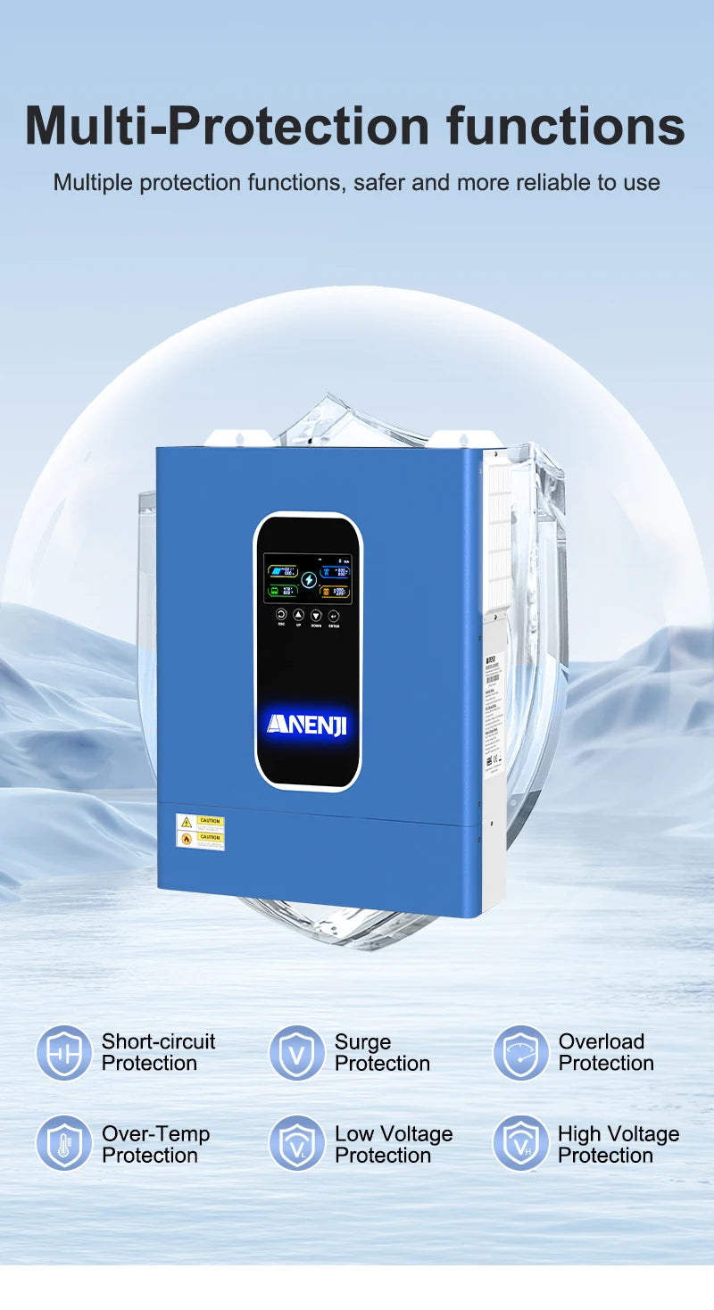 11KW Hybrid Solar Inverter 48V MPPT Photovoltaic On/Off Grid Inverter 220VAC PV 500V Built-in 160A Solar Charge Controller