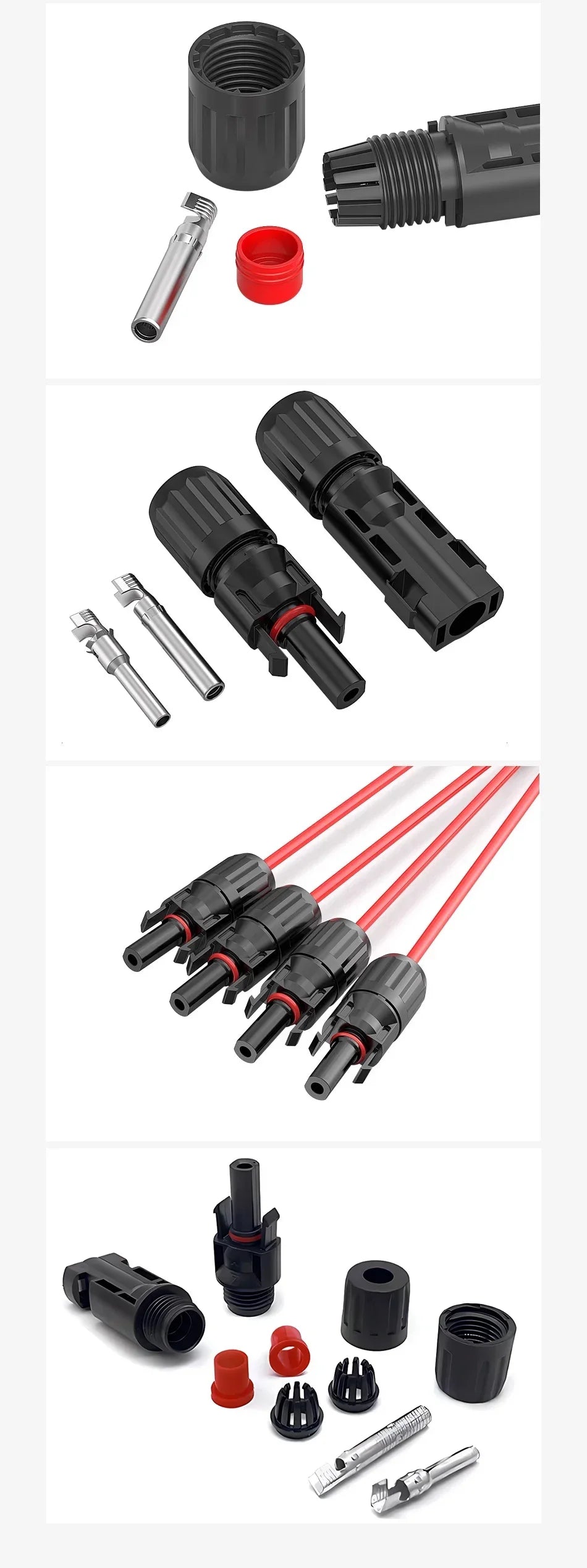 600/400/200/100/10Pcs Solar Panels Connectors Kit, PV Plug 1000V DC 30A, for Photovoltaic MC Cable 2.5/4/6mm² PRIME RJ SOLAR PH