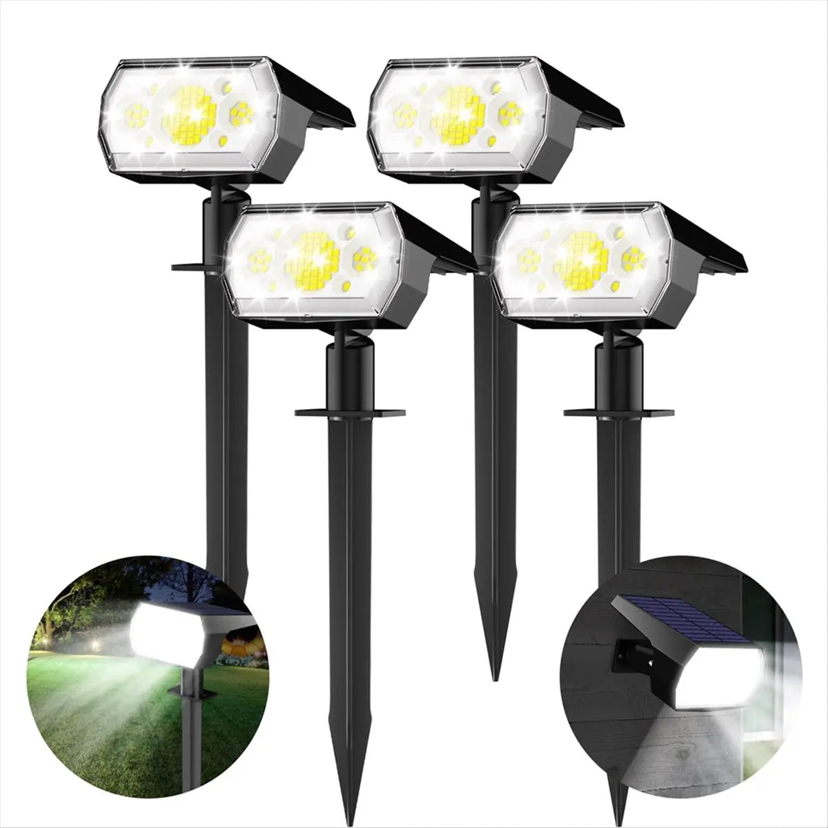 Solar Spot Lights Waterproof 2-in-1 Solar Powered Landscape Spotlights Outdoor Yard Garden Tree Lawn Pathway