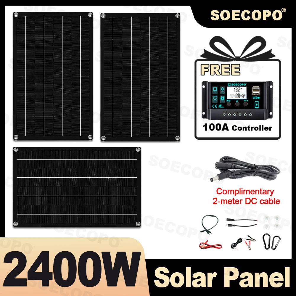 10000W Solar System Complete Kit Dual12V/24V To 110V/220V100A Controller 800W Panel Off-Grid Inverter for Home/Camping Backup