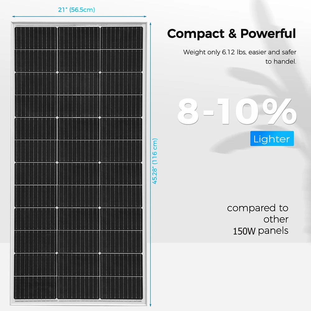 BOGUANG 150W 18V Lightweight Solar Panel Module PV Power Cell 12V Battery Charging Boat Caravan Grid Off-Grid CE FCC RoHS WEEE