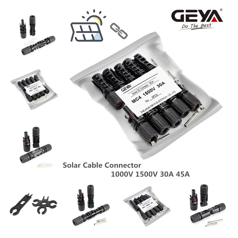 GEYA 5Pairs Solar Connector Male Female 30A 45A Solar Panel Branch Connectors for PV Cable 2.5/4/6mm2 1000VDC 15000VDC PRIME RJ SOLAR PH