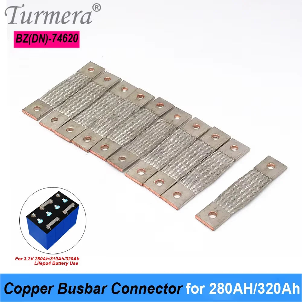 Busbar Lifepo4 Battery Flexible Copper Connecter 2mm Hole to Hole 53 57mm 74mm 400A Use in 12V 280Ah 310Ah 320Ah Lifepo4 Battery