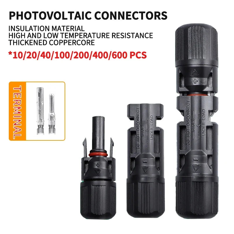 600/400/200/100/10Pcs Solar Panels Connectors Kit, PV Plug 1000V DC 30A, for Photovoltaic MC Cable 2.5/4/6mm² PRIME RJ SOLAR PH