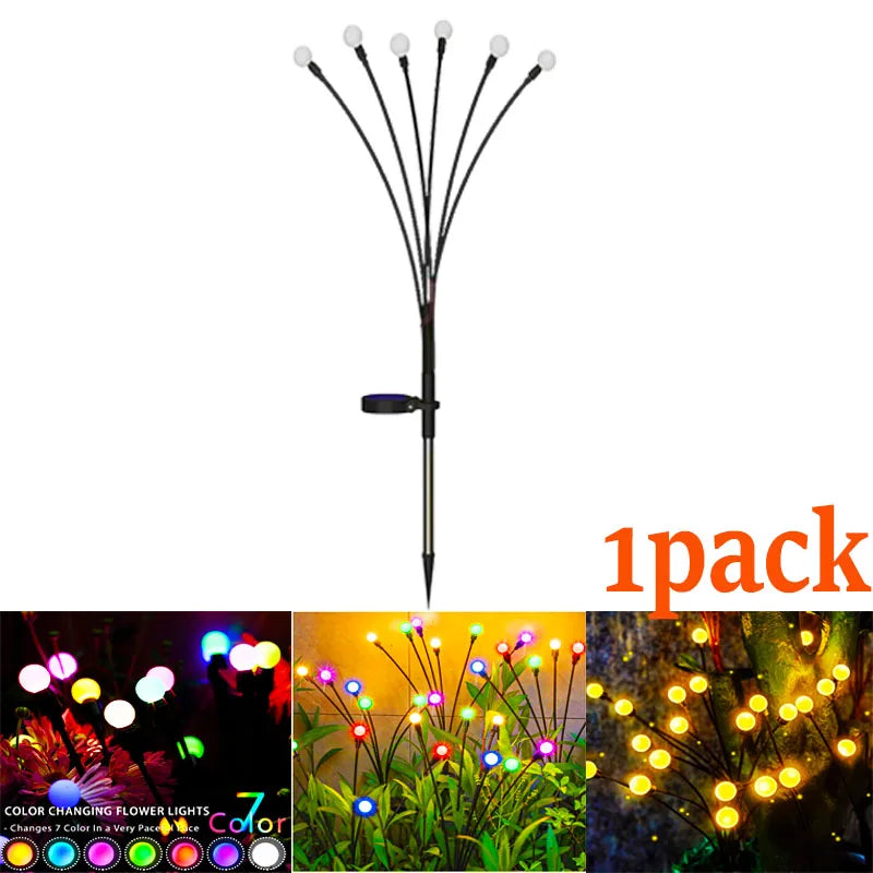 10-Pack Solar Garden Lights 100 LED Firefly Waterproof Solar Powered High Flexibility Swaying Landscape Lawn Light CQC EMC GS RoHS
