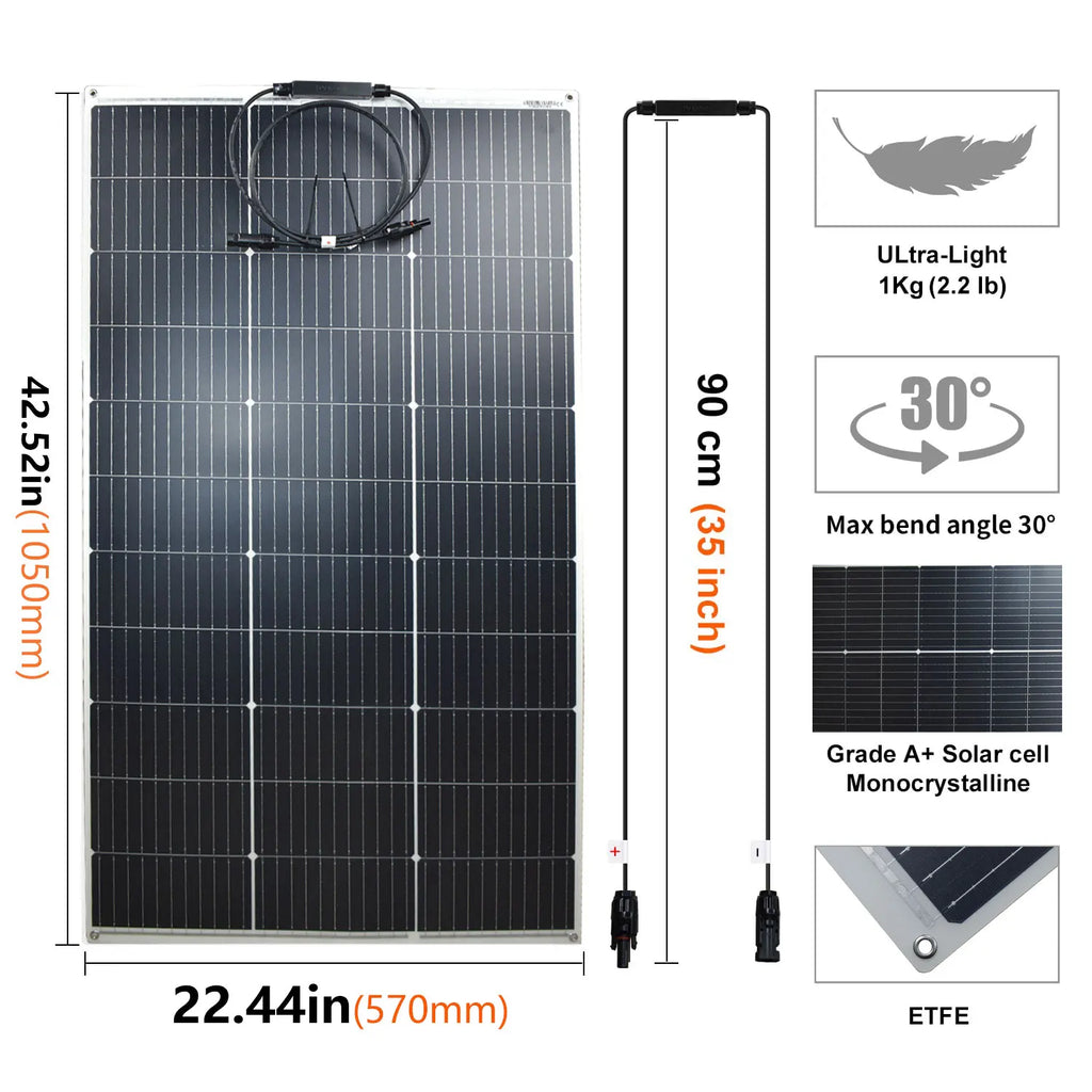 Solar Panel 125W 250W Flexible Panel Solar Monocrystalline Cell Power Station 12V Battery Charge For Camping Boat RV