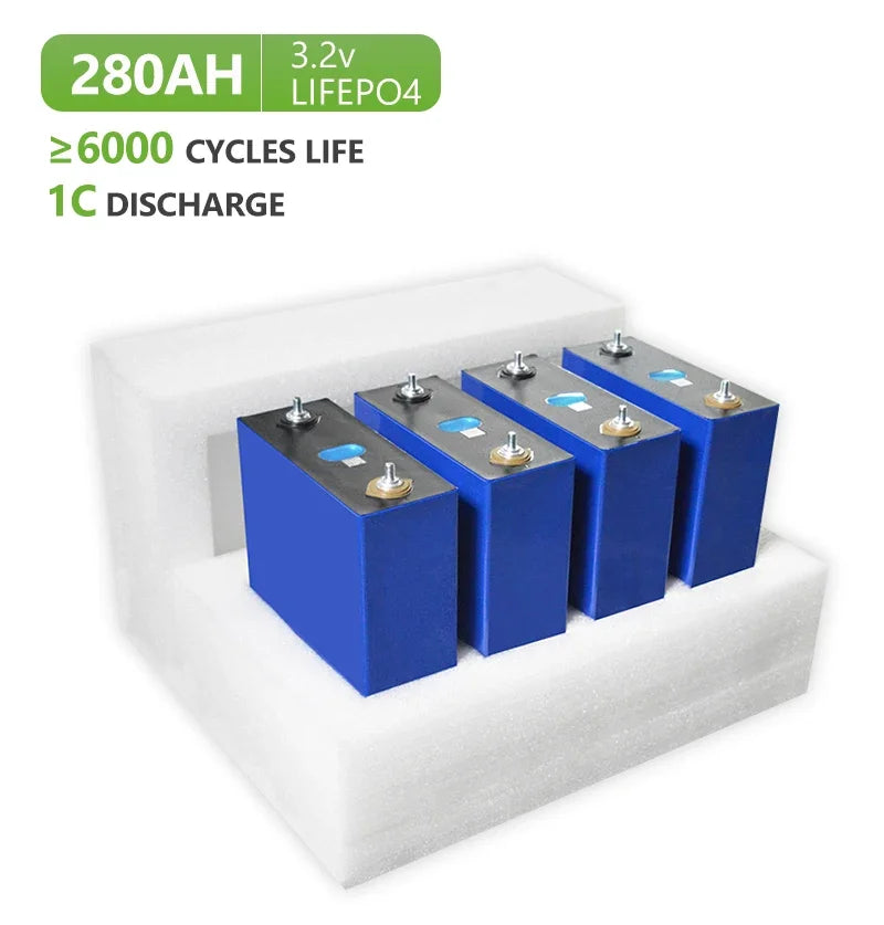 4pcs EV 280AH LiFePO4 (LFP) 3.2V Cells Battery (New Version LF280K with 6000cycles, Fully Matched)--Genuine Grade A