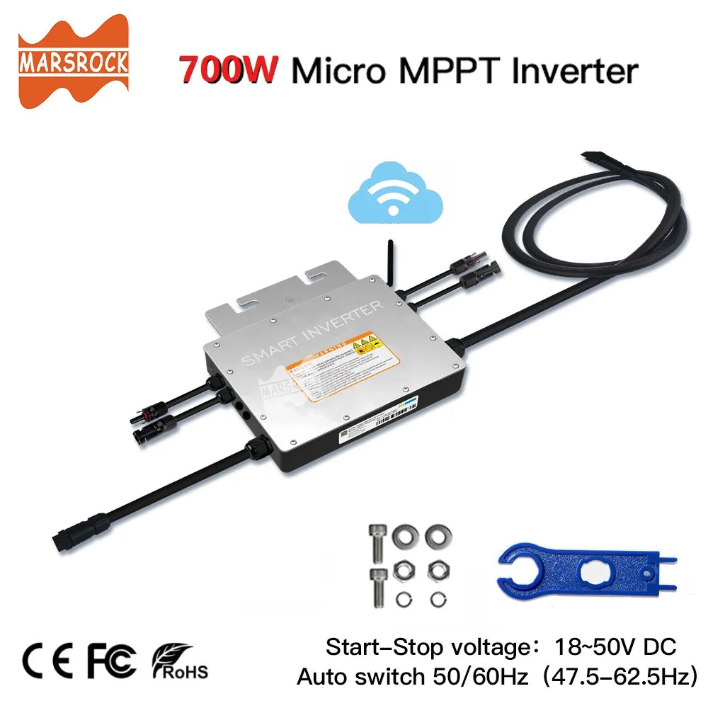 700W Portable Solar Grid Tie Smart Micro Inverter Converter MPPT 18V-50VDC To 80V-280VAC For 300-350W PV,Ship From EU Brazil US PRIME RJ SOLAR PH