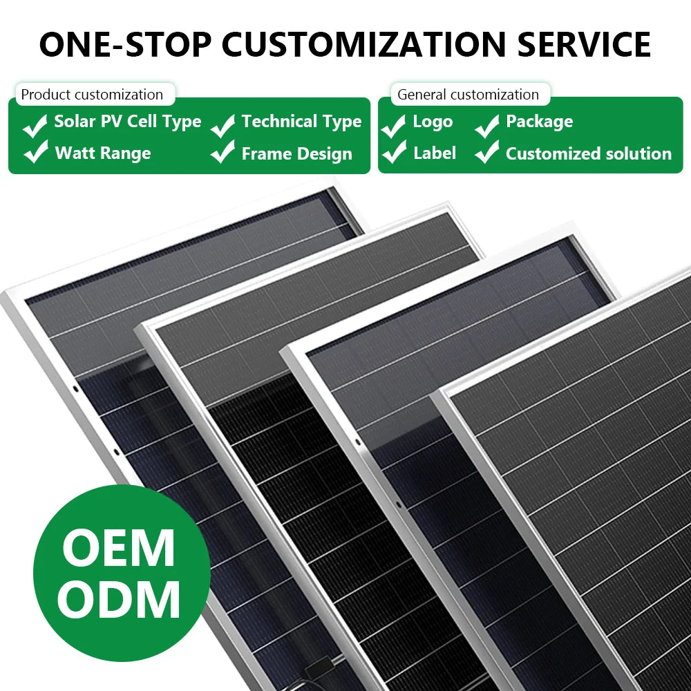 BR-550W Bifacial Mono Half Cell All Black Solar Panel 550W 600W 22% Efficiency CE RoHS ISO9001 IEC 25-Year Warranty Solar Farm