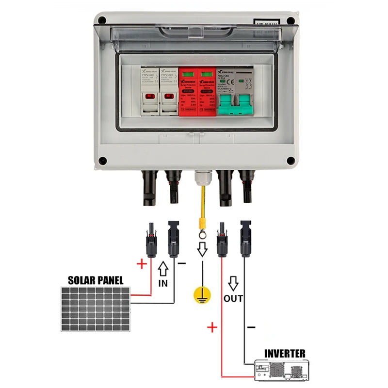 XIONGISOLAR High-quality 600V PV Combiner Box 1-In-1-Out DC with Fuse MCB SPD for Solar Panel Photovoltaic Protection Box