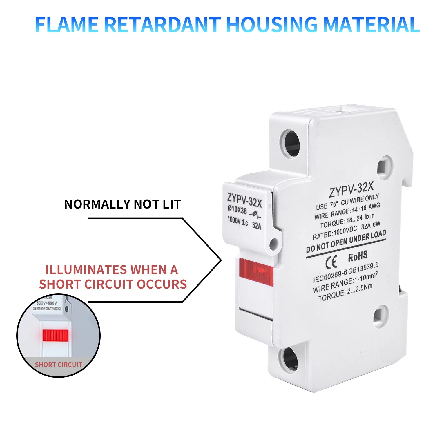 Dc fuse PV Solar 10*38mm DC1000V with LED indicator 1P Base 15A 20A 25A 32A 10/14*85 DC1500V Photovoltaic system protection gpV PRIME RJ SOLAR PH
