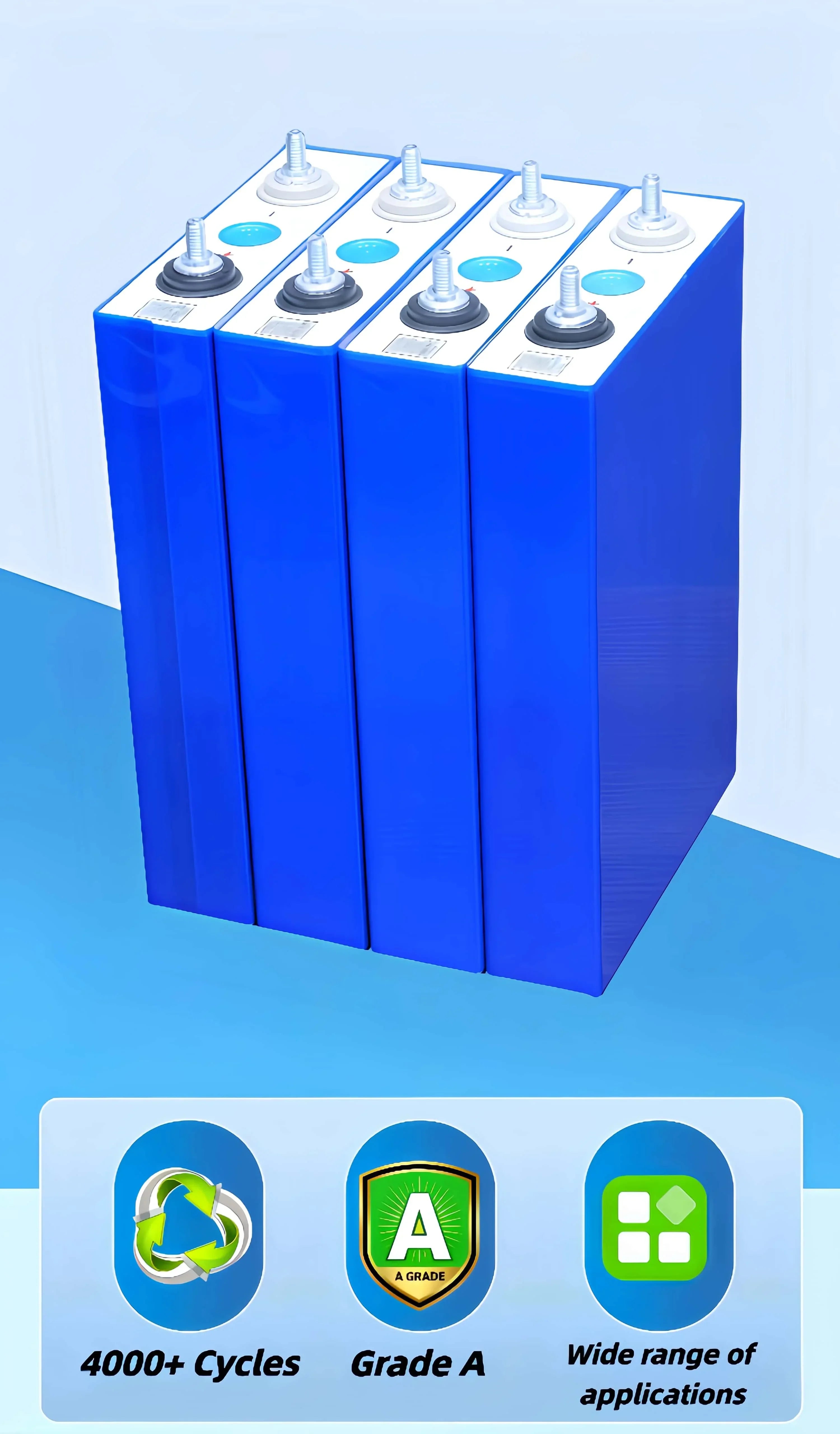 Grade a 3.2V LiFePO4 Battery for DIY Motorcycle Car Motor Modification 12.8V RV EV Home Storage - Various Sizes 20Ah-105Ah
