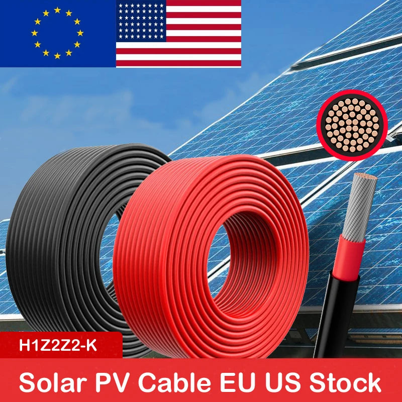 Solar PV Cable Wire 6AWG 8AWG 10AWG 12AWG 4mm2 6mm2 10mm2 16mm2 Tinned Copper Solar Panel Power Cable 30m 50m 100m Solar Wire PRIME RJ SOLAR PH