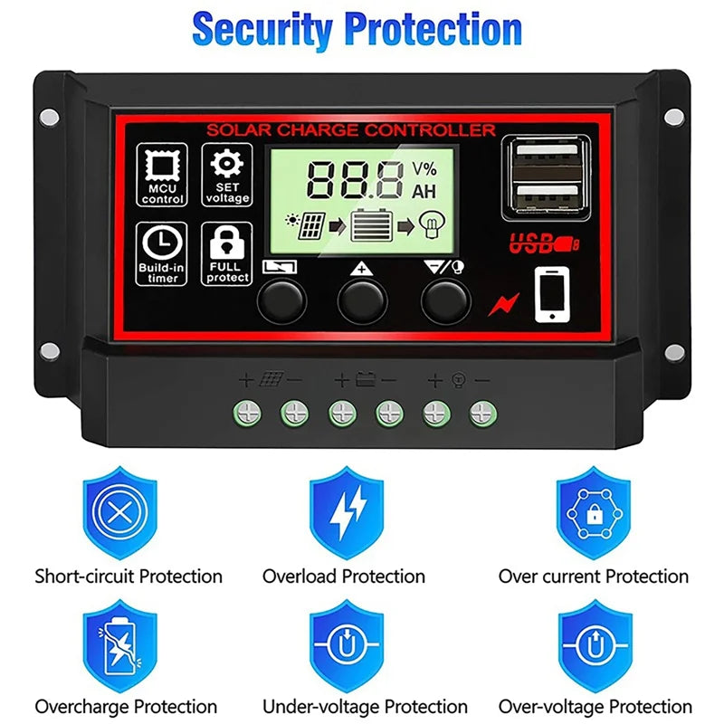LUXUGLOW 20W-1000W Solar Panel 12V Solar Cell 100A Controller for Phone RV Car MP3 PAD Outdoor Camping Battery Charger Supply