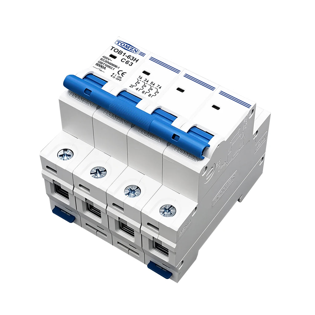 TOMZN TOB1-63H AC MCB Mini Circuit Breaker C Curve 230V 400V 1P 2P 3P 4P 3A 6A 10A 16A 20A 25A 32A 40A 50A 63A 50Hz 60Hz CE