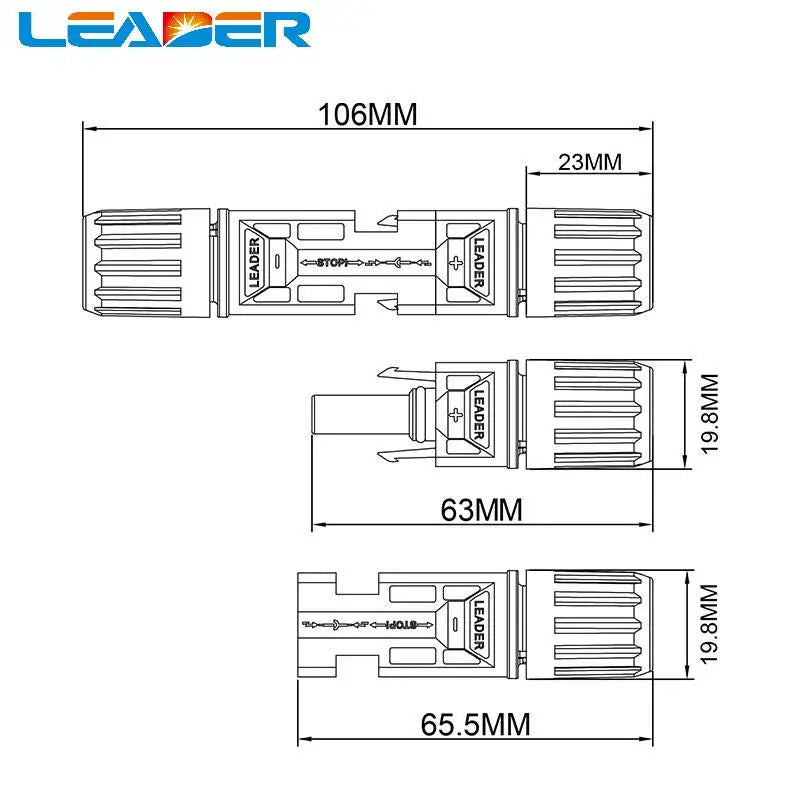 LEADER SOLAR 5 Pairs 25 Years Guarantee TUV Standard IP67 Pv Solar Connector for Solar Panels and Photovoltaic Systems PRIME RJ SOLAR PH