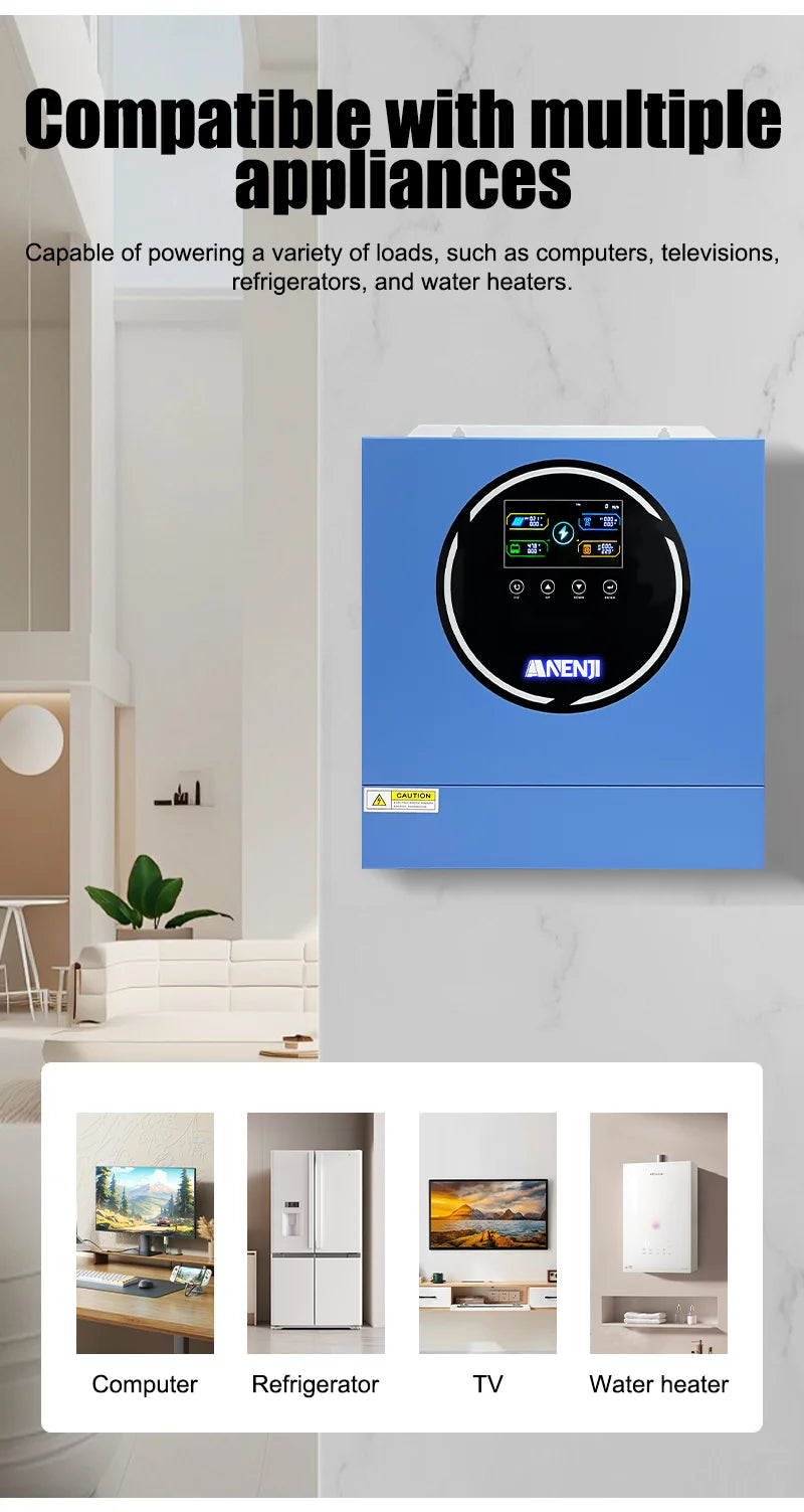 4.2KW 24V Dual Output Hybrid Solar Inverter On-grid/Off-grid Pure Sine Wave 50Hz Built-in Wifi & 100A MPPT For PV 500V BMS RS485
