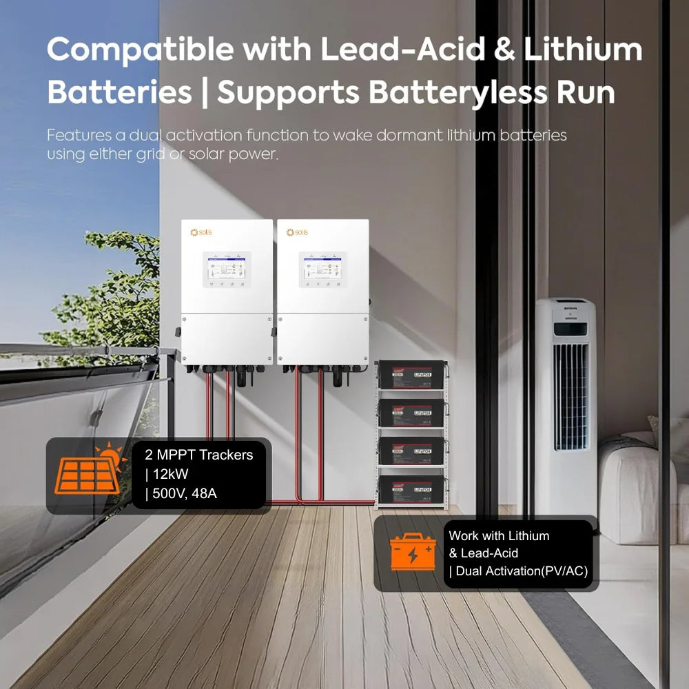 High Power Solis 6000W Hybrid Inverter S6-EH2P6K02-SV-YD-L 220V Three Phase for On-grid Off-grid Residential