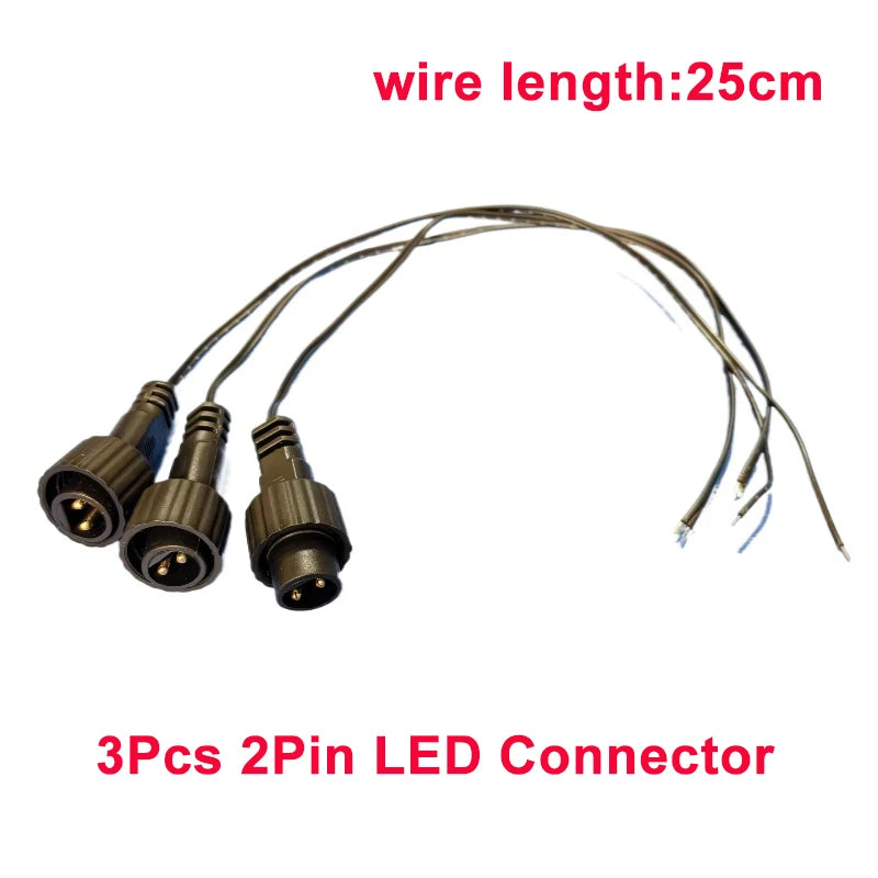 2Pin LED Connector with 25cm Wire for Solar String Lights 1A 0.25 Square IP65 Outdoor Waterproof Extension Cable for Solar Panel PRIME RJ SOLAR PH