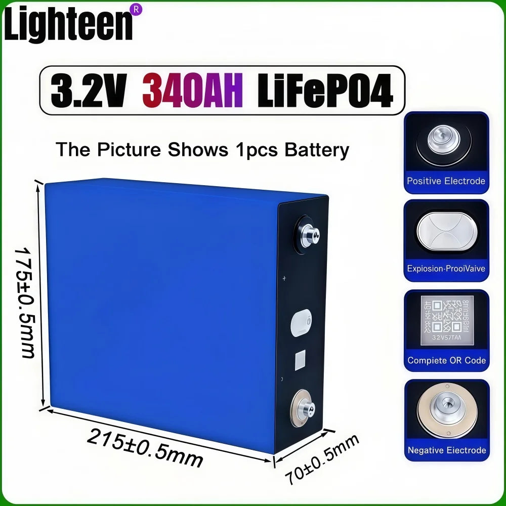 1-32PCS Lifepo4 Battery 3.2v340ah Grade A 10000+Cycle DIY 12V 24V 48V Lithium iron phosphate Cell For Camping Golf Cart