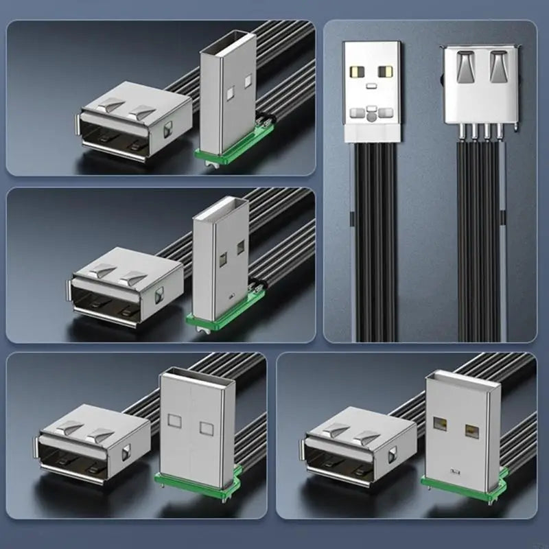 920L FPV Flat Thin Ribbon FPC Cable Standard USB A Male to Female Flexible Silicone Power Cord 480Mbps Transfer Speed