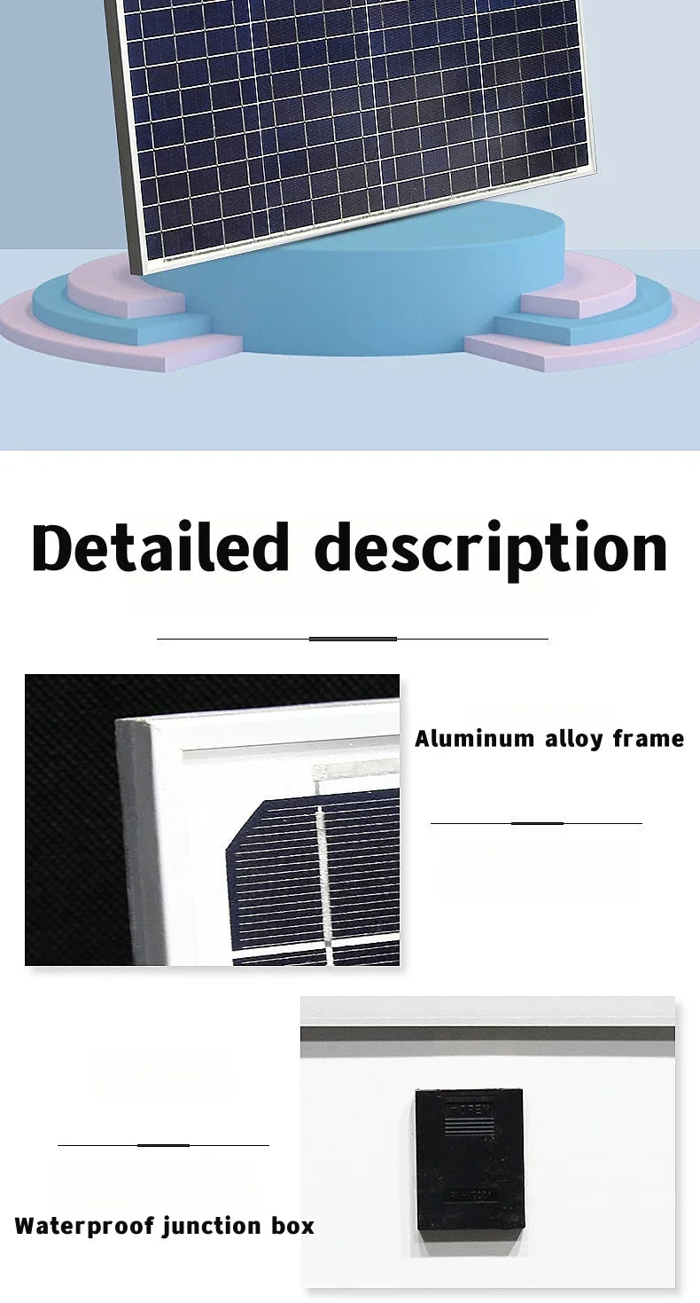 500W Solar Panel Kit with 12V Controller Polycrystalline Silicon Power Supply Portable Outdoor Rechargeable Solar Cell, Househol