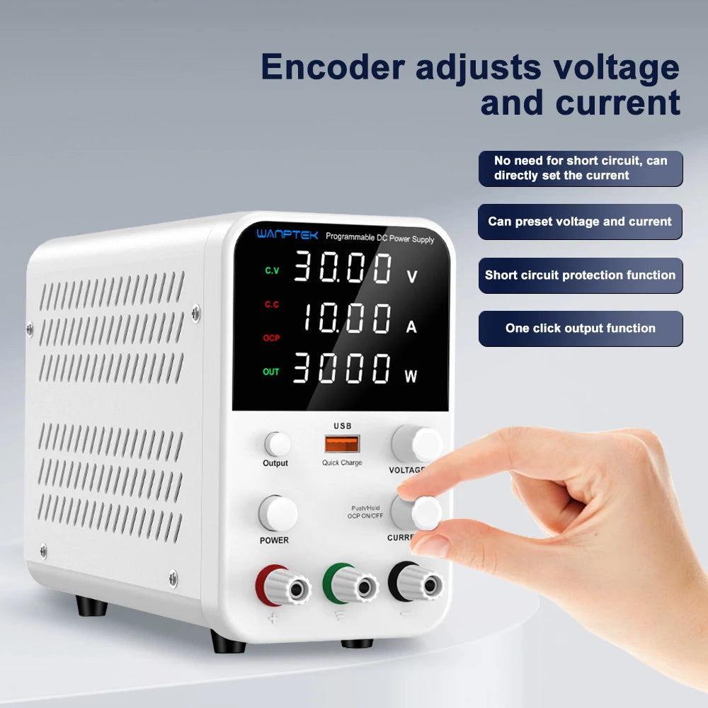Wanptek DC Lab Power Supply 30V 60V 120V Adjustable Voltage Regulator Preset Voltage Current Dual Input Voltage 220V/110V