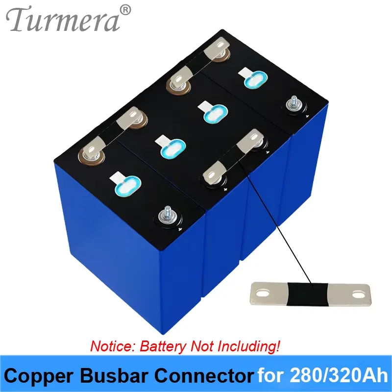 Turmera 12V Busbar Lifepo4 Battery Copper Connecter 50mm 56mm 72mm 80mm 2mm 300A Use in 100Ah 230Ah 280Ah 320Ah Lifepo4 Battery