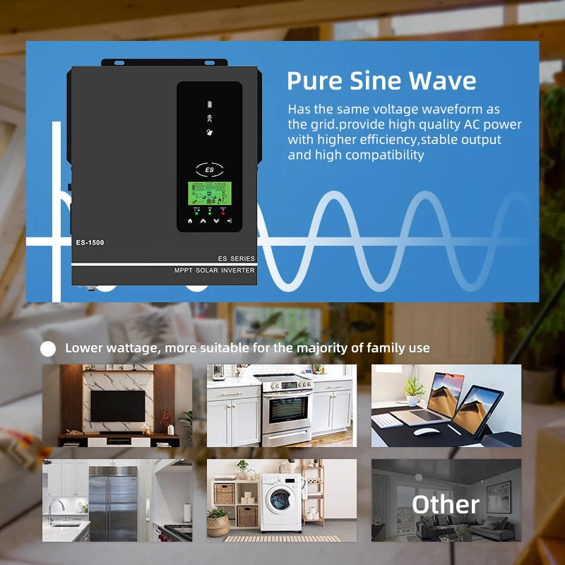 1600W 3000W Hybrid Solar Inverter 12V 24V 220V Pure Sine Wave Inverter Built in MPPT 80A Solar Charger Controller Max PV 400VDC PRIME RJ SOLAR PH