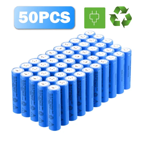 50pcs 3.7V 18650 Li-ion Rechargeable Batteries Model D0100X38W68 for Torch Headlight LiCoO2 Toys