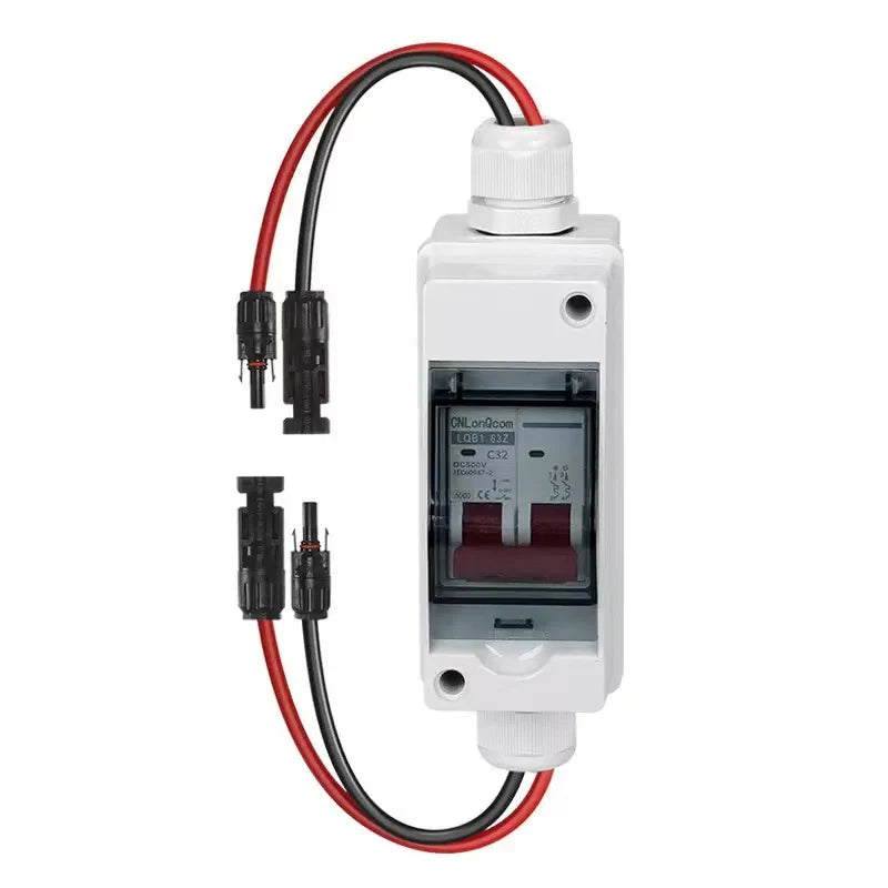 Solar Photovoltaic Combiner Box with Circuit Breaker IP65HT 2-way Waterproof Box 1 in 1 Out DC Photovoltaic Isolation Switch Box