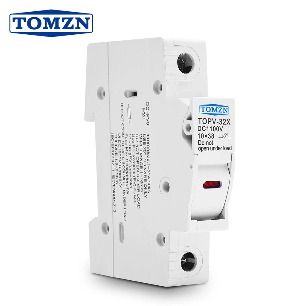 TOMZN 1P Solar PV Fuse Holders suitable for 10*38mm PV fuse Fuse Link for solar system protection PRIME RJ SOLAR PH