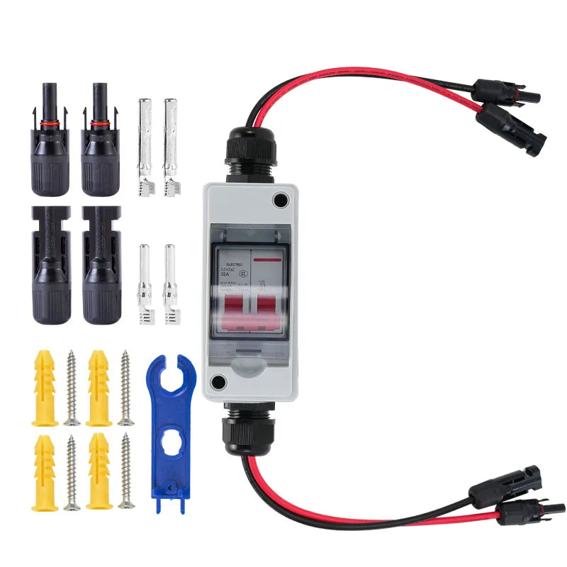 Outdoor IP65 Waterproof Solar PV DC Combiner Box with DC Circuit Breaker, DC500V 32A Load Isolating Switch
