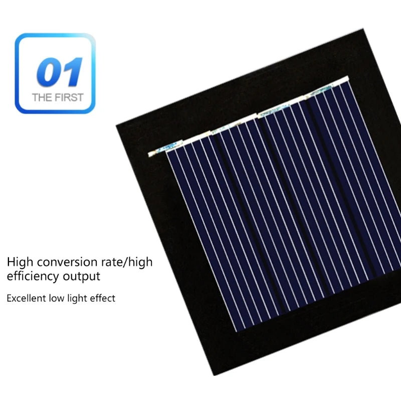 Micro Solar  Board Photovoltaic 5Pcs 2V 100Ma  Solar Cells with Wires Solars Epoxy Plate DIY Projects Toys 54mm x 54mm K1KF PRIME RJ SOLAR PH