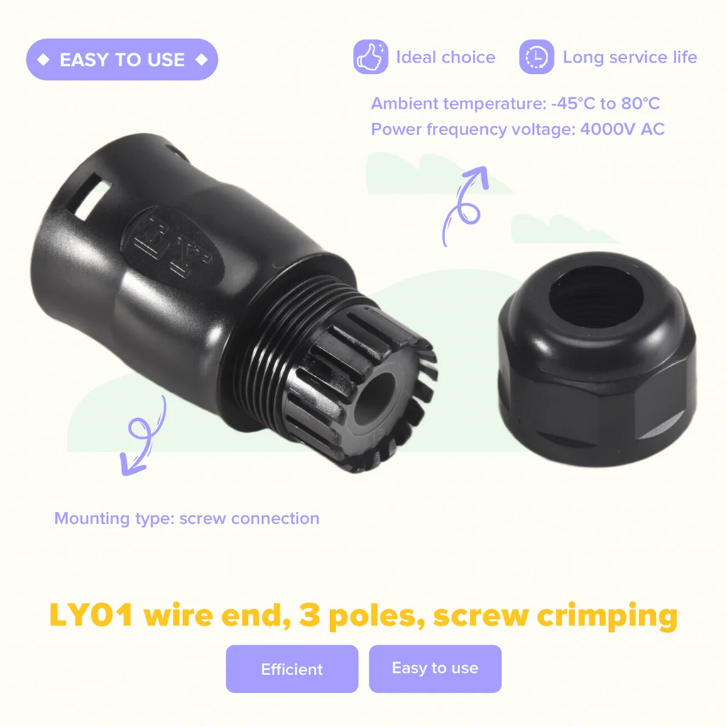 【in stock】 Solar PV Connector Plug Waterproof IP68 4000V 40A for Solar PV System Panel Parallel Protection Kit LY01-Female PRIME RJ SOLAR PH
