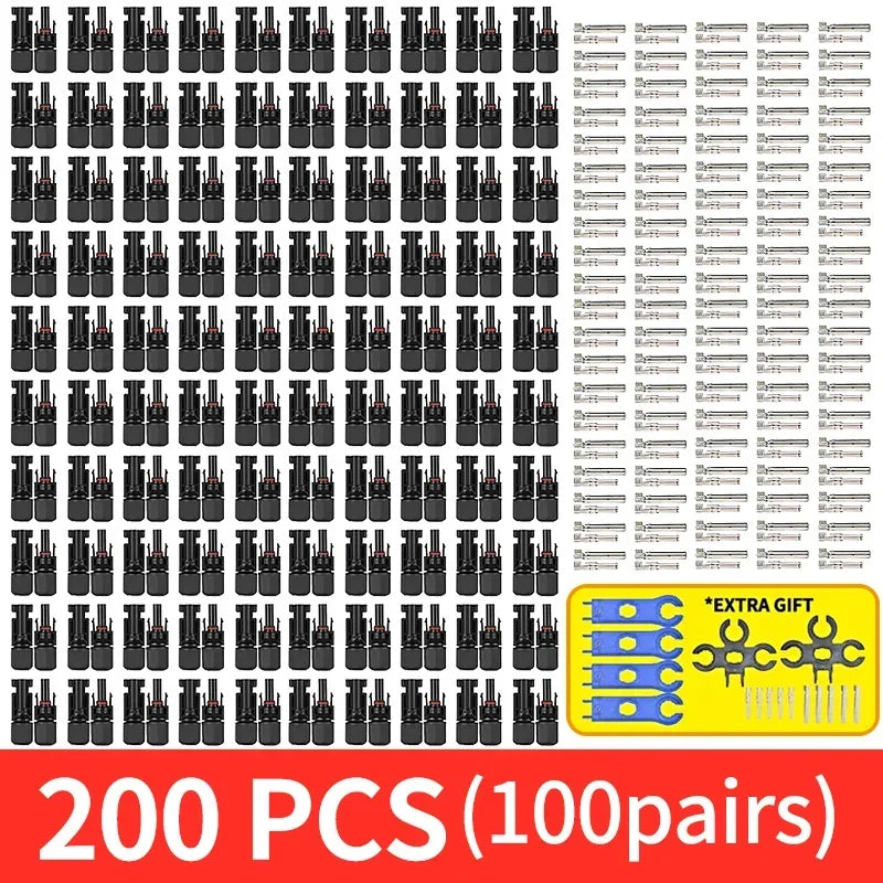 600/400/200/100/10Pcs Solar Panels Connectors Kit, PV Plug 1000V DC 30A, for Photovoltaic MC Cable 2.5/4/6mm²