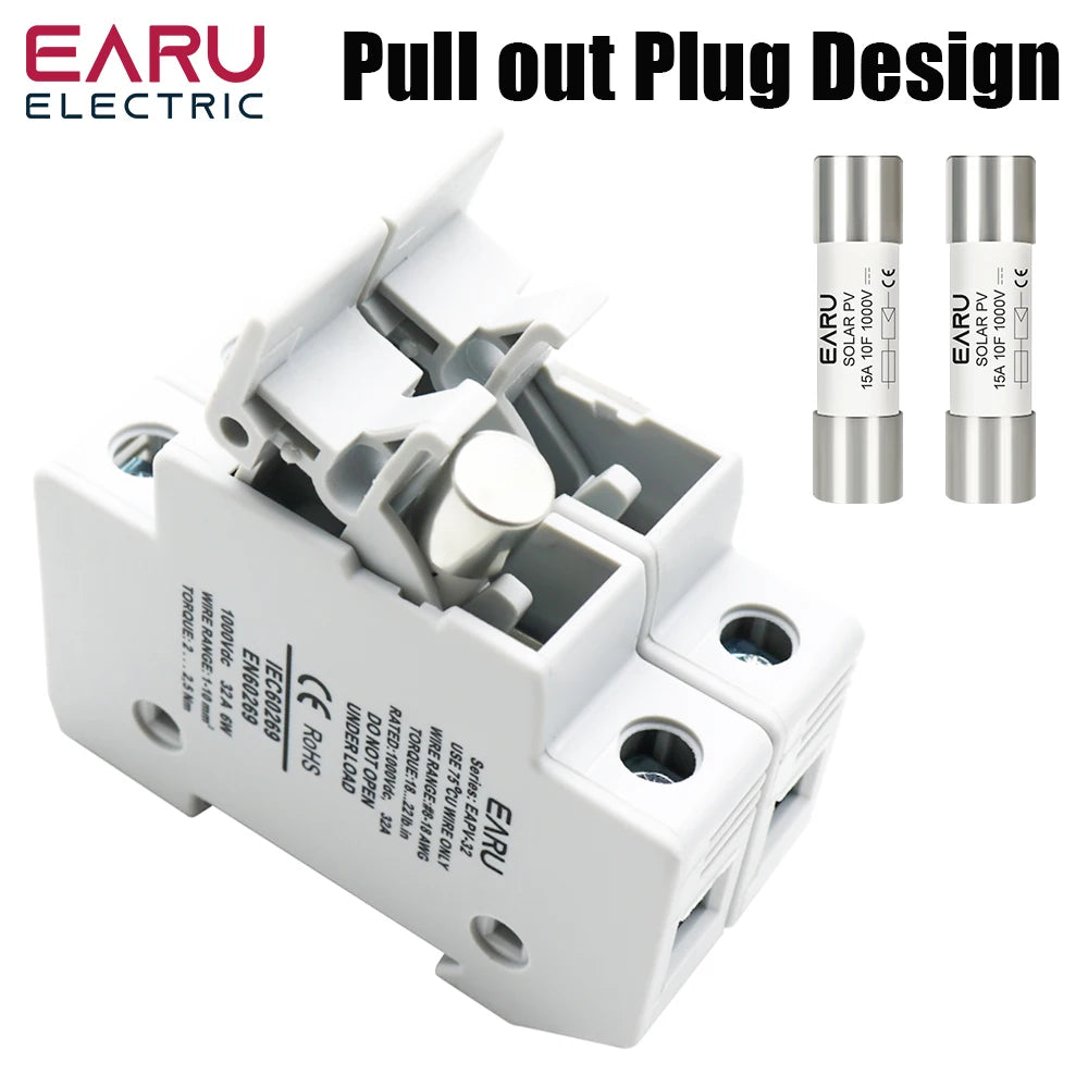 One Set 2P Parallel DC Fuse Holder 10*38mm High Voltage Solar PV 1000V 6A-32A Base Photovoltaic System Protection Protector gpV PRIME RJ SOLAR PH