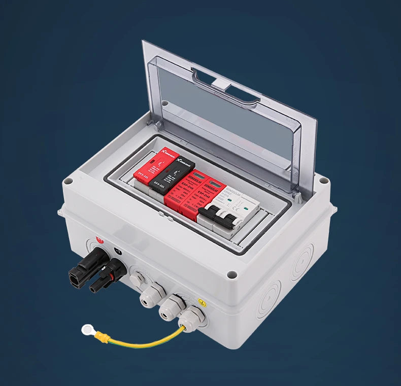 Solar photovoltaic PV Combiner Box With Lightning Protection 1 in 1 out DC 600V Fuse IP65 MCB SPD DB for Solar Panel  Box