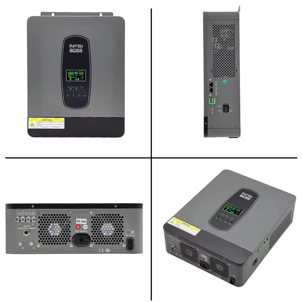 DATOUBOSS Solar Hybrid Inverter 3000W 24v to 220v Pure Sine Converter LCD Display Remote Control MPPT 55-450V DC 50/60Hz Inverte
