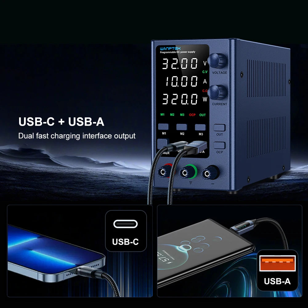 Wanptek DC Lab Power Supply 30V 60V 120V Adjustable Voltage Regulator Preset Voltage Current Dual Input Voltage 220V/110V