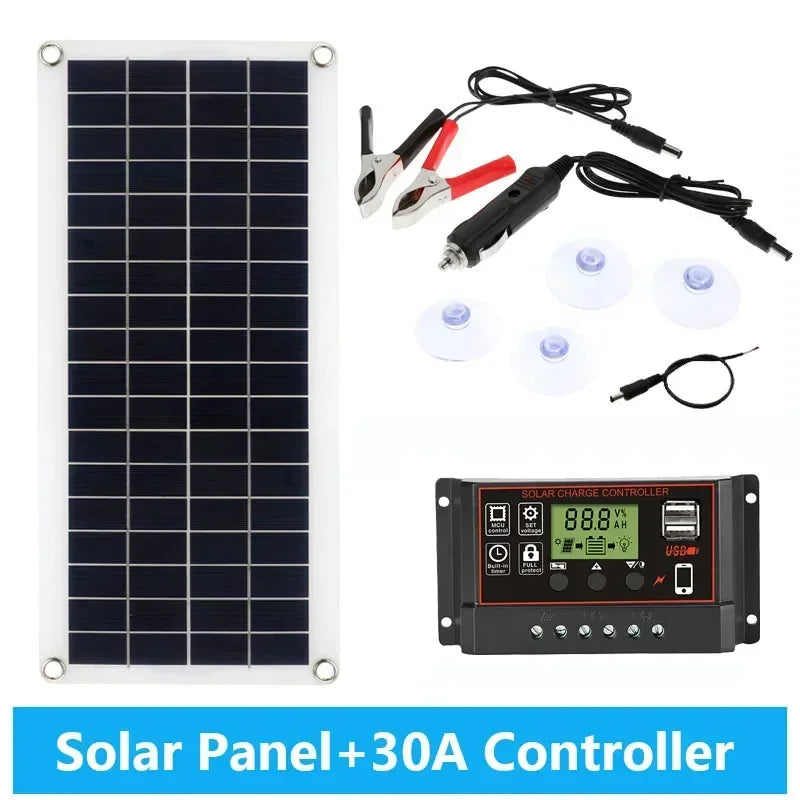 LUXUGLOW 20W-1000W Solar Panel 12V 100A Controller Phone RV Car MP3 PAD Outdoor Battery Camping Charger