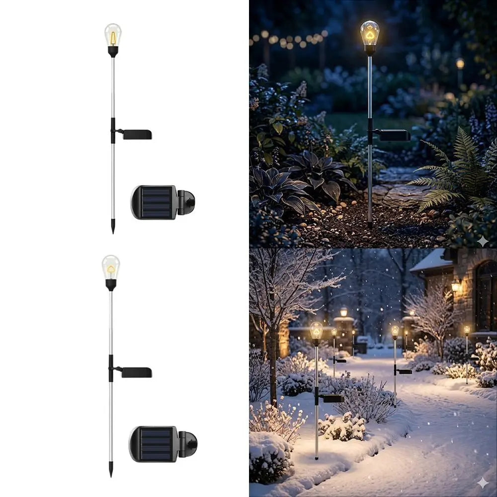 Solar Powered Solar Light Waterproof IP65 Rated Solar Pathway Light 3000K Tungsten Filament Stake Lights Outdoor Garden Light