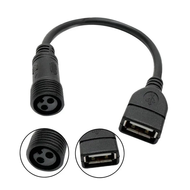 Outdoor Waterproof 2 Pin to USB Female Connector Cable for Solar Light Panel 2 Core Male Female to USB Conversion Wire Adapter PRIME RJ SOLAR PH