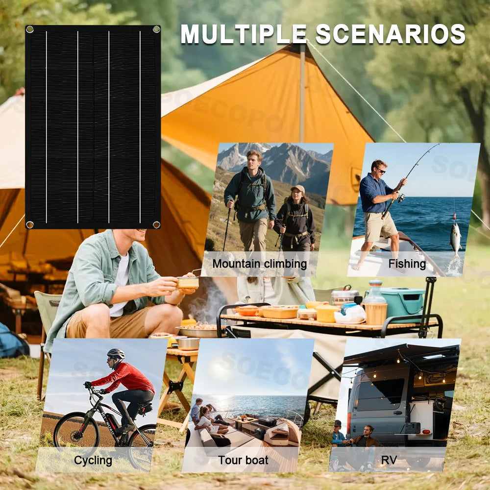 SOECOPO 1200W Solar Panel Set 2 Portable 12V - 18V Photovoltaic Panels Free 100A Controller USB 5V for Camping Devices Charging