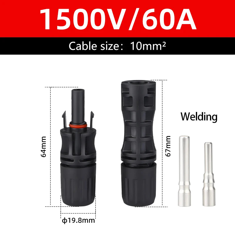 Solar Connectors Waterproof IP68 Solar Panel 1500V 30A/50A PV Plug Cable Male Female Photovoltaic Systems 2.5/4/6mm2 Cable Plug PRIME RJ SOLAR PH